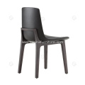 Black genuine leather Ventura armless dining chair